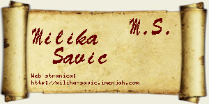 Milika Savić vizit kartica